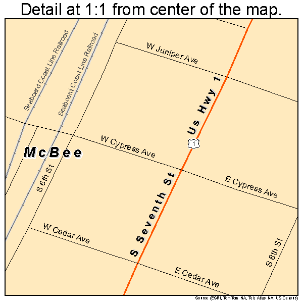 McBee, South Carolina road map detail