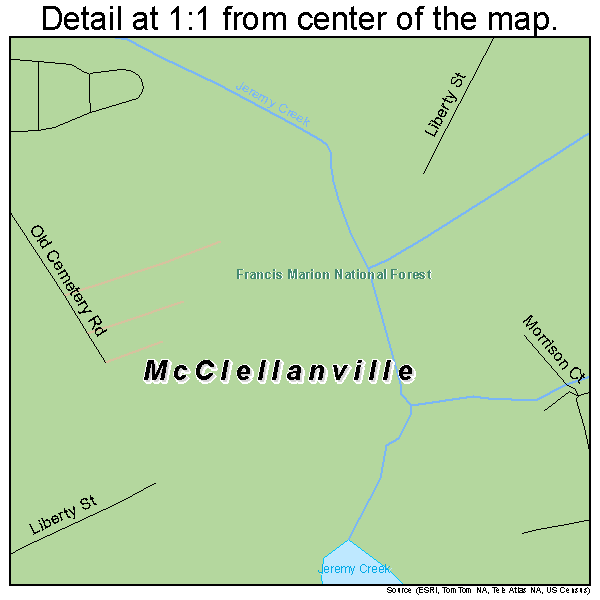 McClellanville, South Carolina road map detail