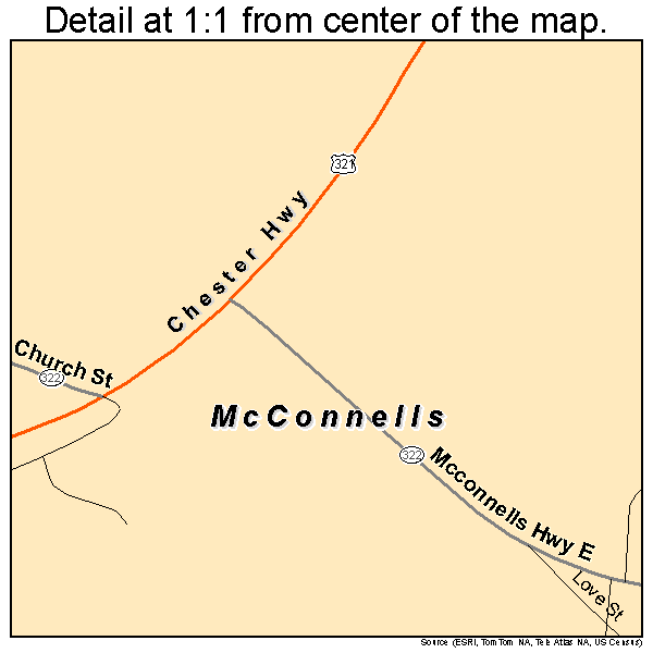 McConnells, South Carolina road map detail