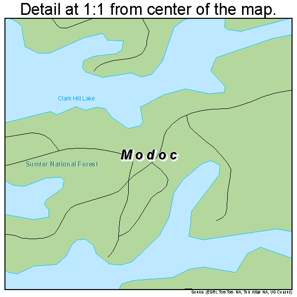 Modoc, South Carolina road map detail