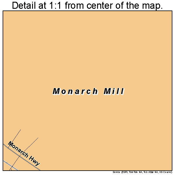 Monarch Mill, South Carolina road map detail