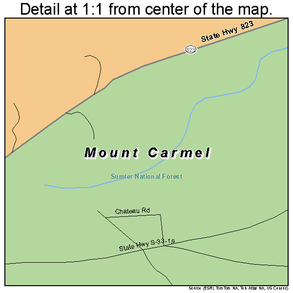 Mount Carmel, South Carolina road map detail