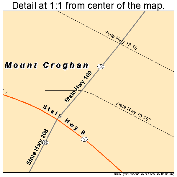 Mount Croghan, South Carolina road map detail
