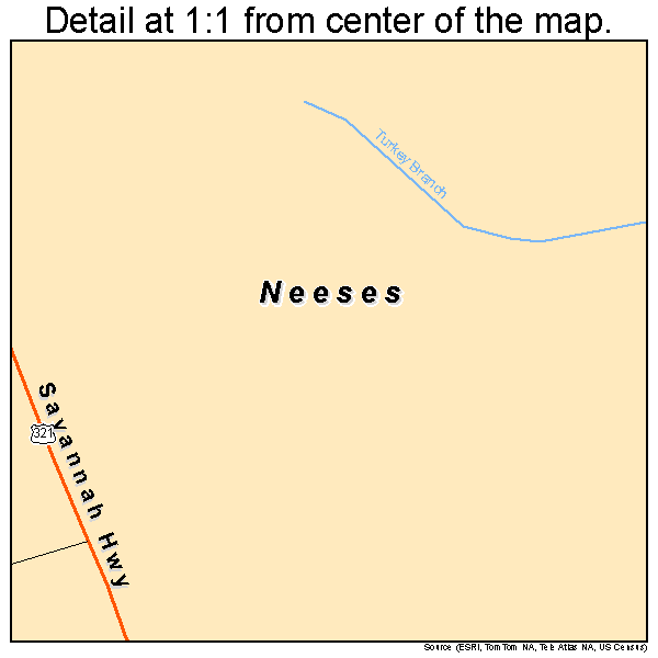 Neeses, South Carolina road map detail