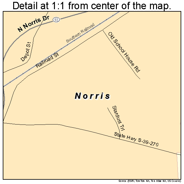 Norris, South Carolina road map detail