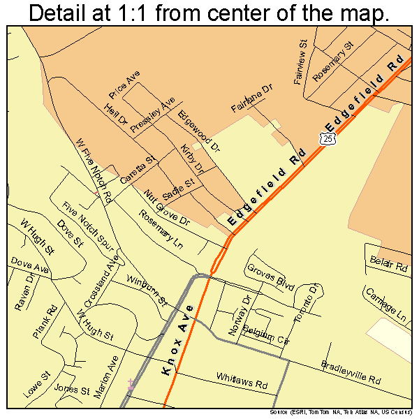 North Augusta, South Carolina road map detail