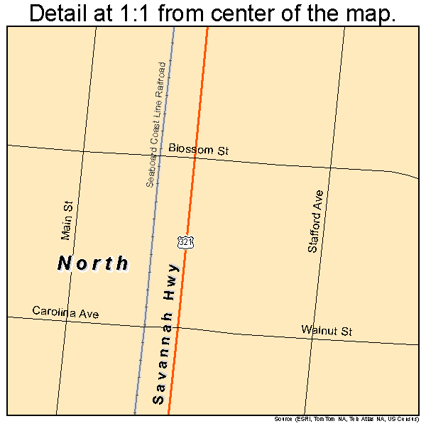 North, South Carolina road map detail