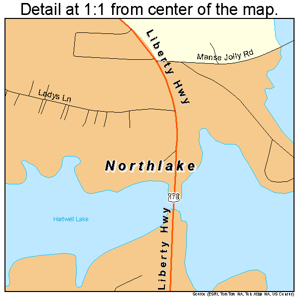 Northlake, South Carolina road map detail