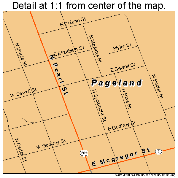 Pageland, South Carolina road map detail
