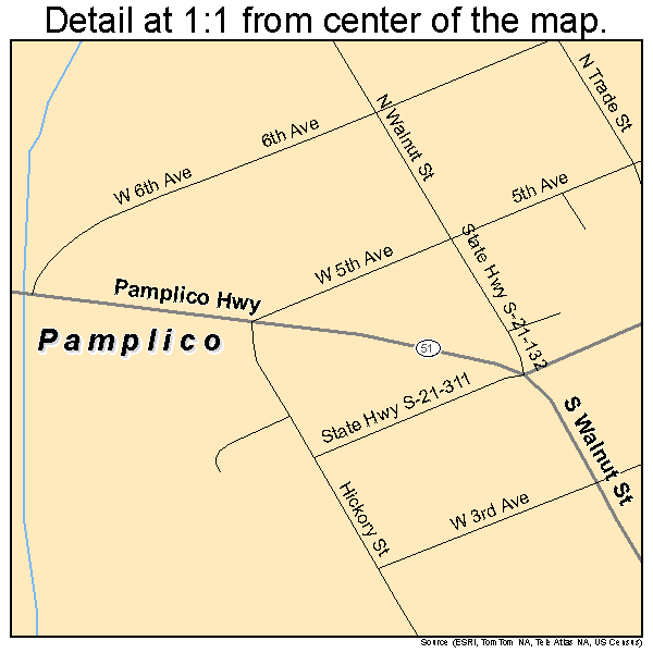 Pamplico, South Carolina road map detail