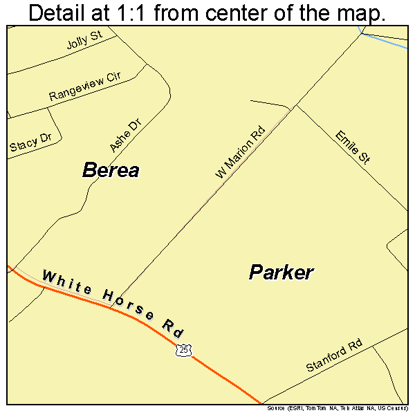 Parker, South Carolina road map detail