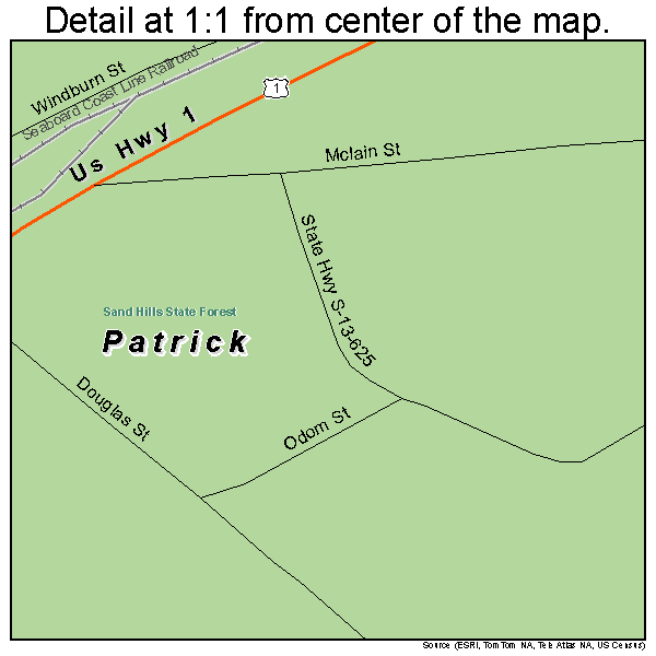 Patrick, South Carolina road map detail