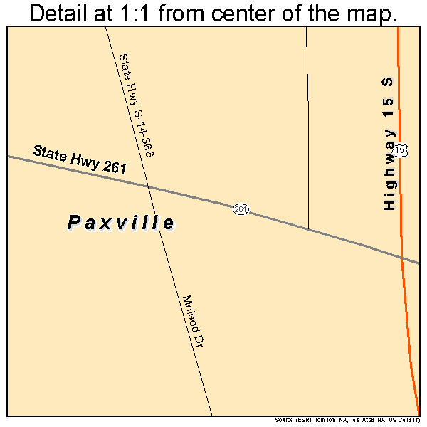 Paxville, South Carolina road map detail
