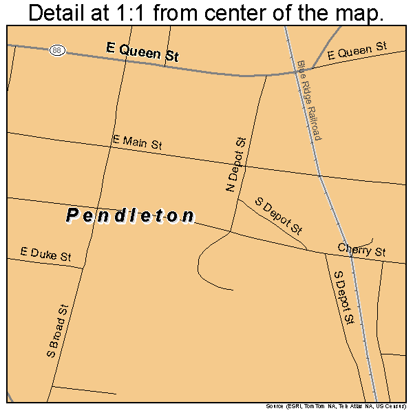 Pendleton, South Carolina road map detail