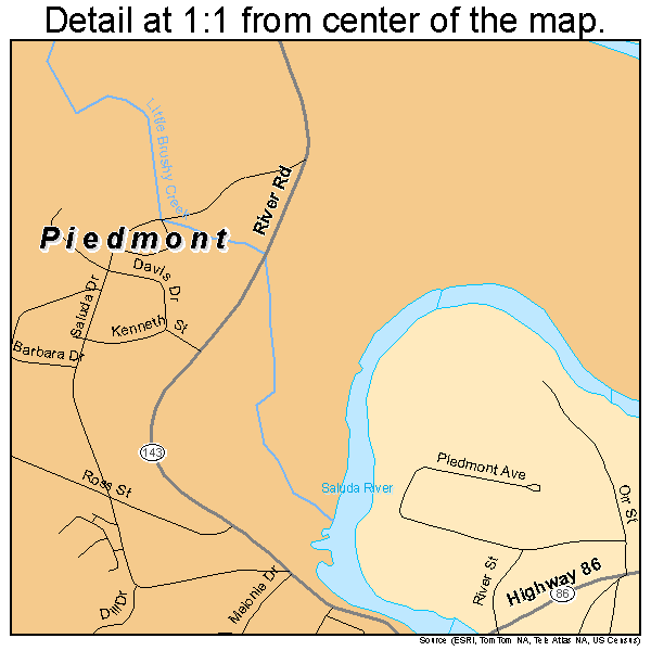 Piedmont, South Carolina road map detail