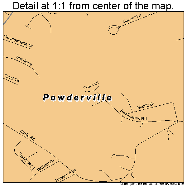 Powderville, South Carolina road map detail