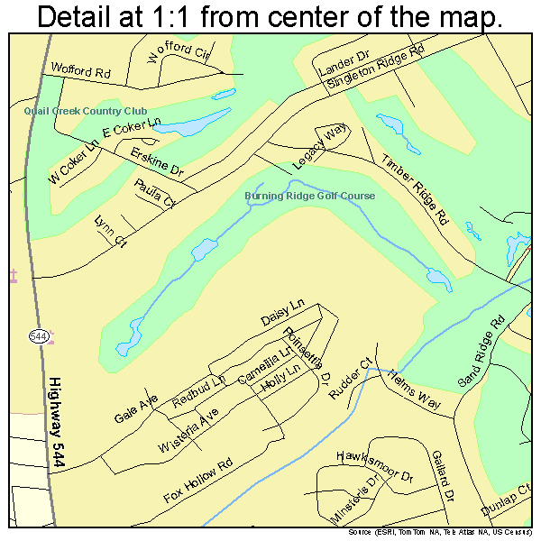 Red Hill, South Carolina road map detail