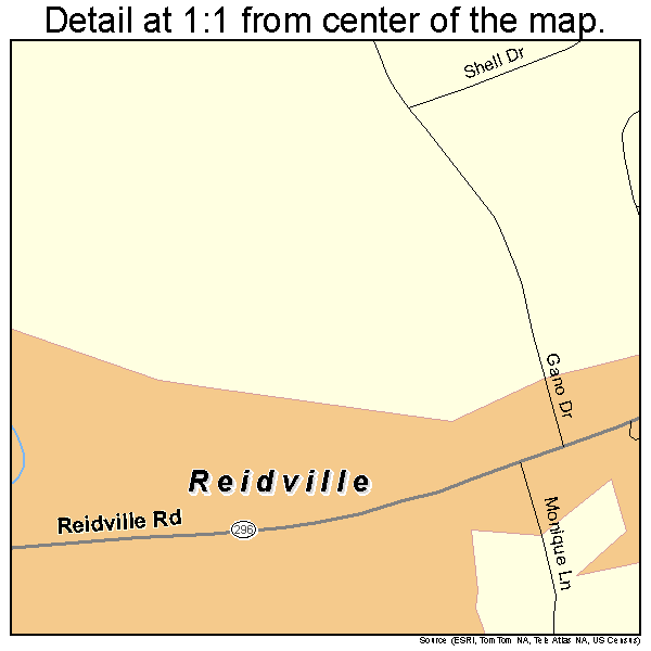 Reidville, South Carolina road map detail