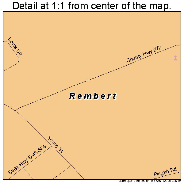 Rembert, South Carolina road map detail