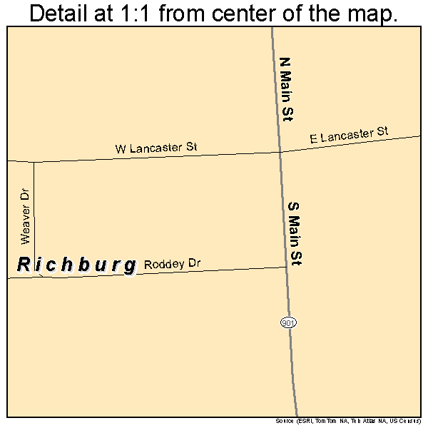 Richburg, South Carolina road map detail