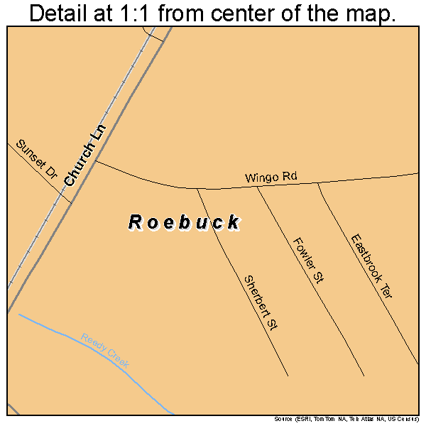 Roebuck, South Carolina road map detail