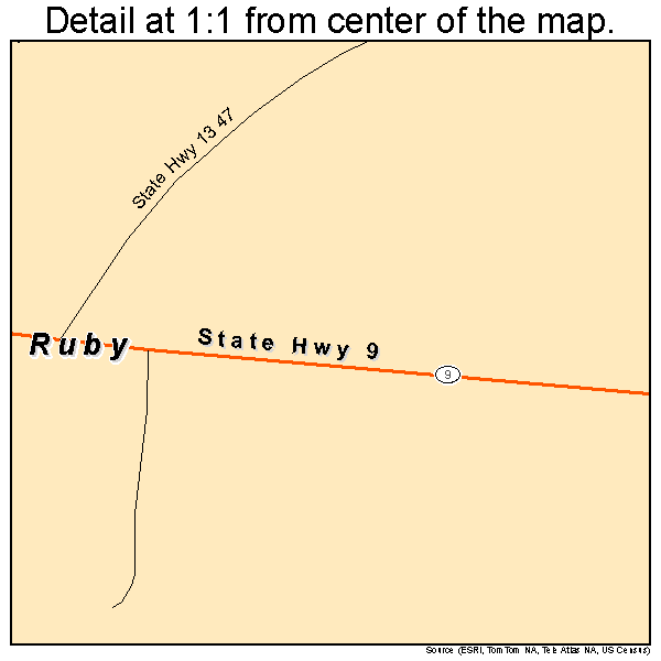 Ruby, South Carolina road map detail