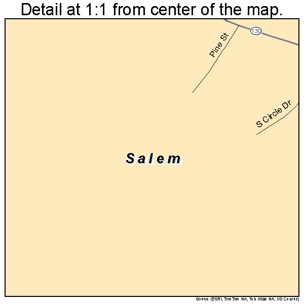 Salem, South Carolina road map detail