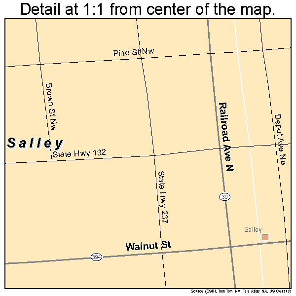 Salley, South Carolina road map detail