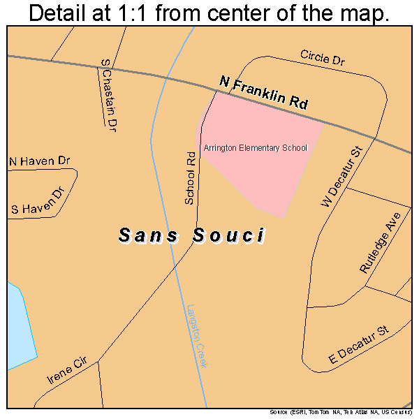 Sans Souci, South Carolina road map detail