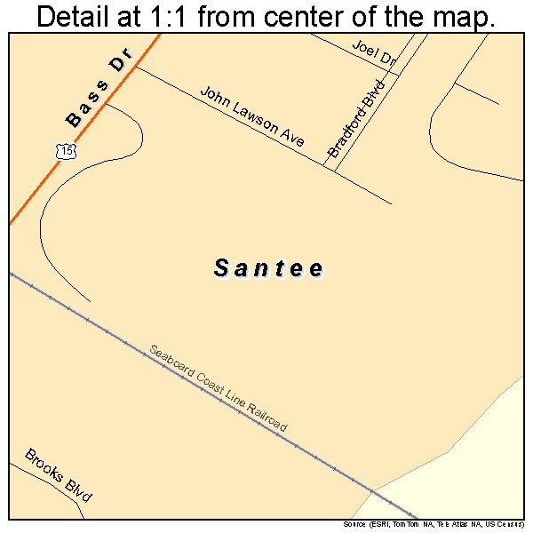 Santee, South Carolina road map detail