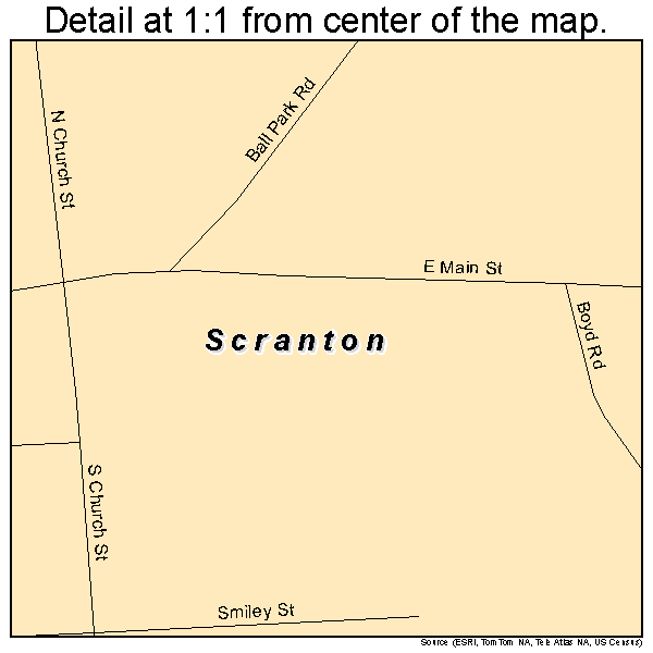 Scranton, South Carolina road map detail