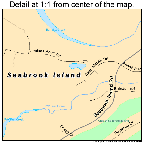 Seabrook Island, South Carolina road map detail