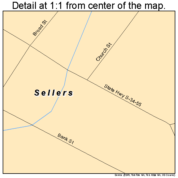 Sellers, South Carolina road map detail