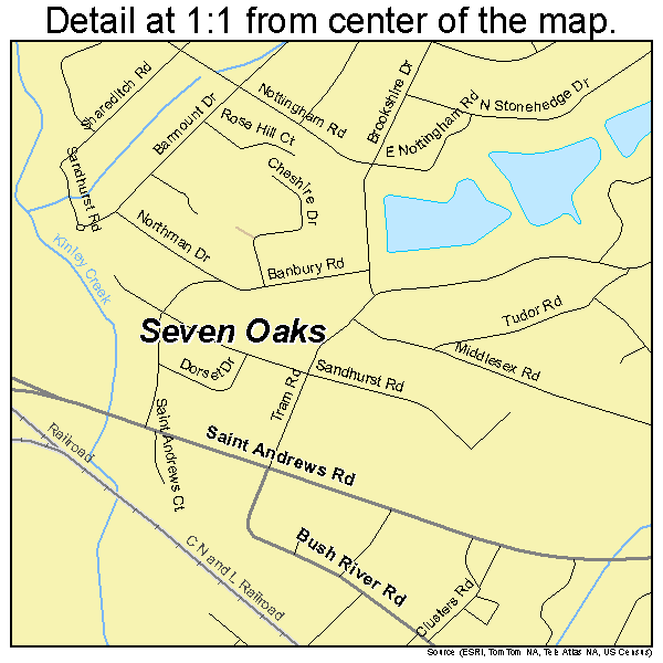 Seven Oaks, South Carolina road map detail