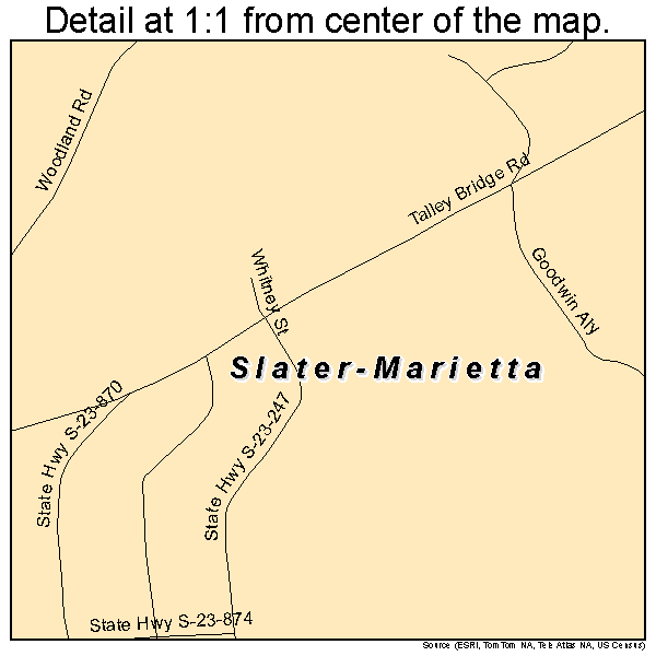 Slater-Marietta, South Carolina road map detail