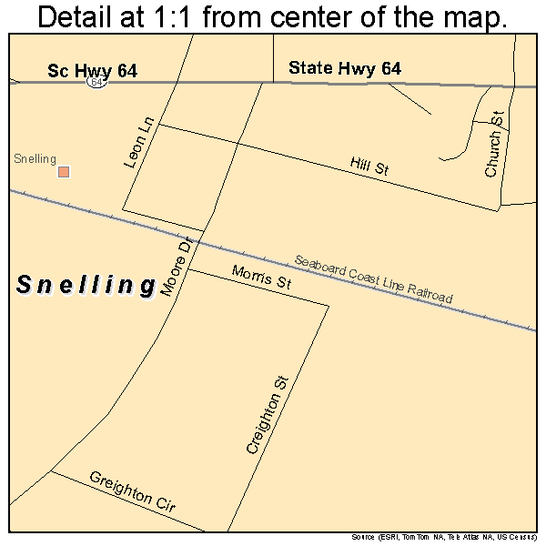 Snelling, South Carolina road map detail
