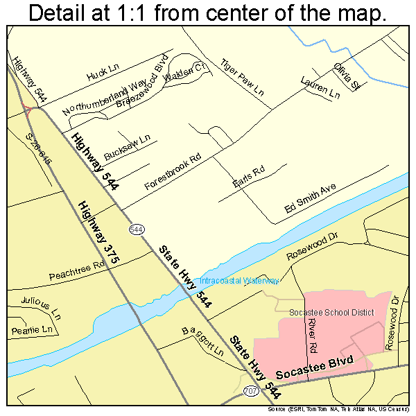 Socastee, South Carolina road map detail