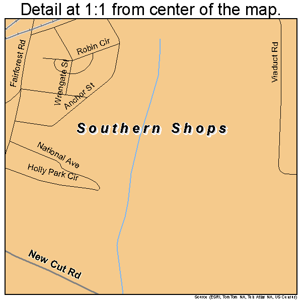 Southern Shops, South Carolina road map detail