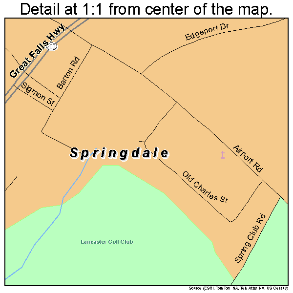 Springdale, South Carolina road map detail