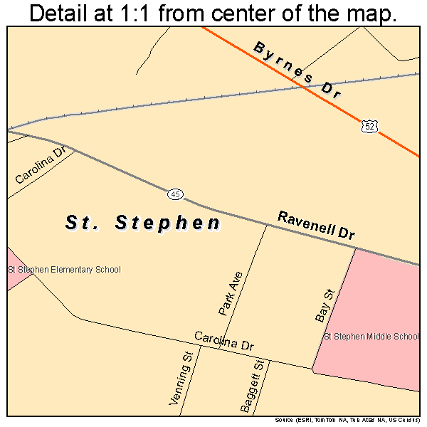 St. Stephen, South Carolina road map detail
