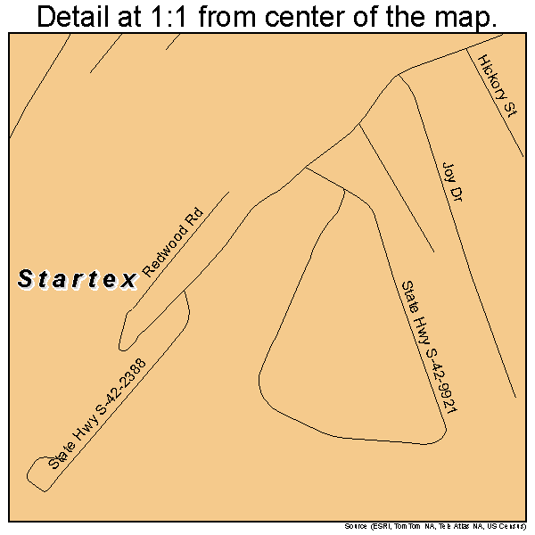 Startex, South Carolina road map detail