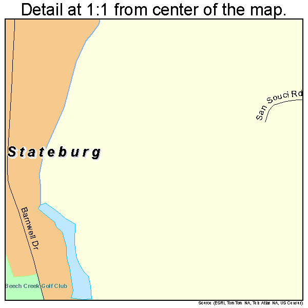 Stateburg, South Carolina road map detail