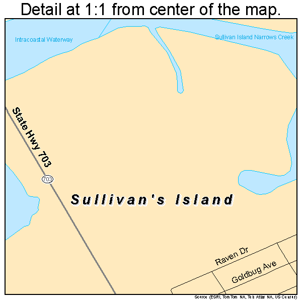 Sullivan's Island, South Carolina road map detail