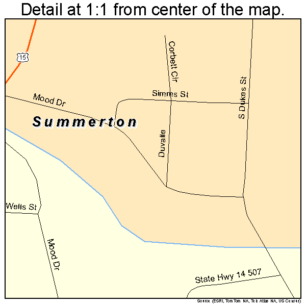 Summerton, South Carolina road map detail