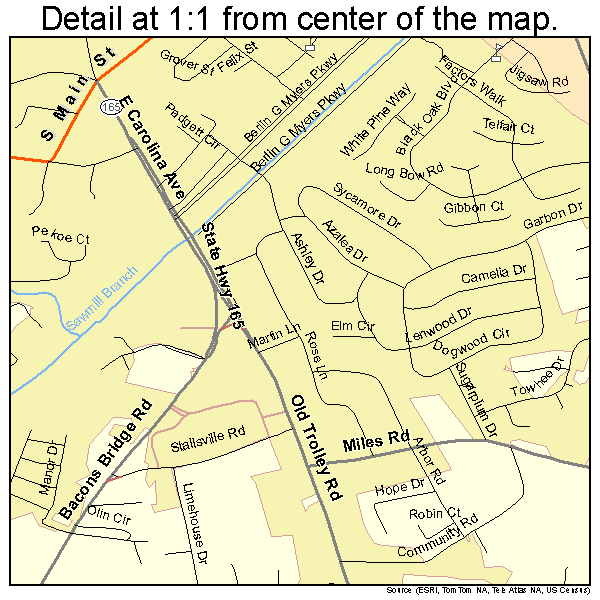 Summerville, South Carolina road map detail