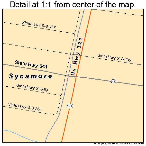Sycamore, South Carolina road map detail
