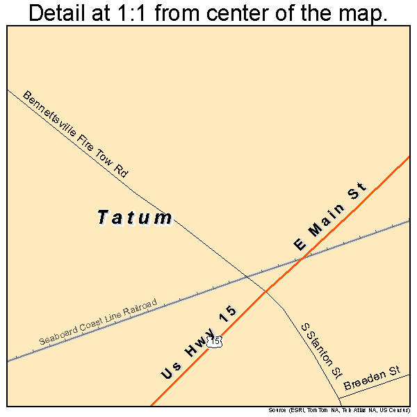 Tatum, South Carolina road map detail