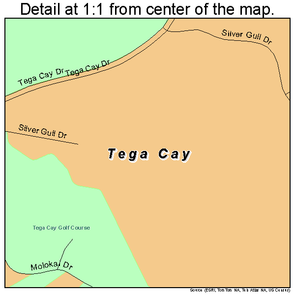 Tega Cay, South Carolina road map detail