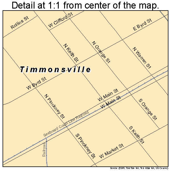 Timmonsville, South Carolina road map detail
