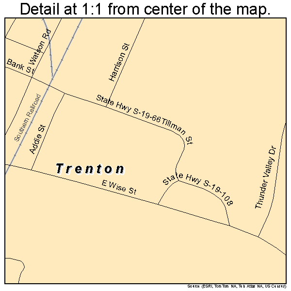 Trenton, South Carolina road map detail